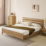 Modern Cal King Wooden Bed Frame Ash Wood Queen Size Design for Stylish Bedrooms hjhms-1563