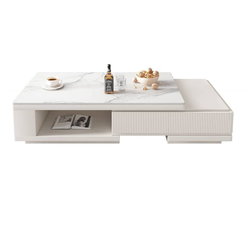 Modern Rectangular  Sintered Stone Coffee Table with Storage - Modern Minimalist Design For LIvingroom hjl-1181