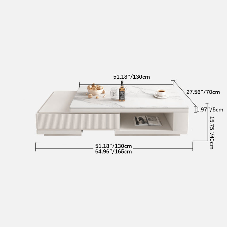 Modern Rectangular  Sintered Stone Coffee Table with Storage - Modern Minimalist Design For LIvingroom hjl-1181