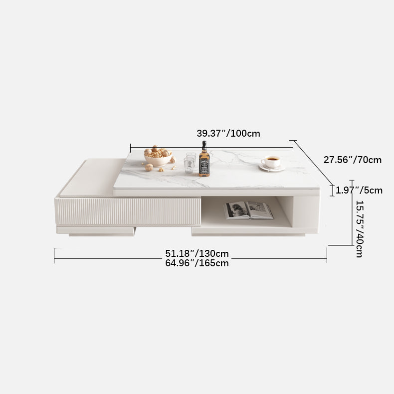 Modern Rectangular  Sintered Stone Coffee Table with Storage - Modern Minimalist Design For LIvingroom hjl-1181