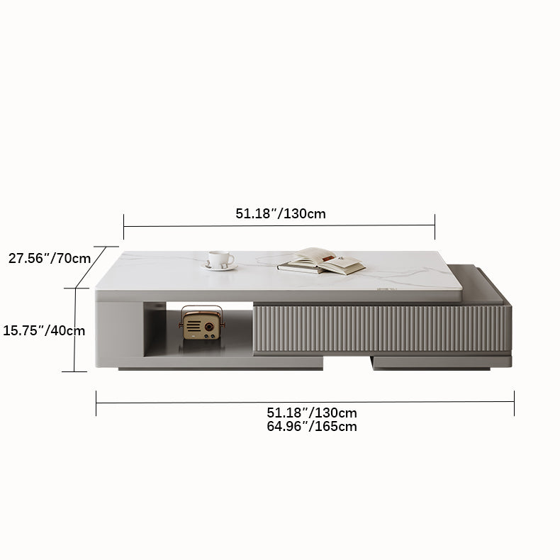 Modern Minimalist Coffee Table with Sintered Stone Top - Stylish Rectangle for Your LIvingroom hjl-1185