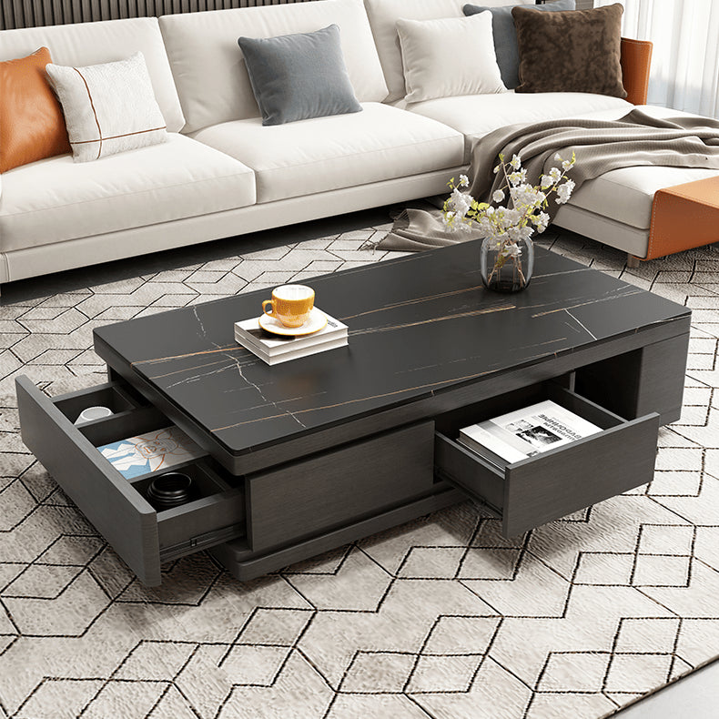 Modern Rectangular Sintered Stone Coffee Table with Storage - Modern Chic Design For LIvingroom hjl-1187