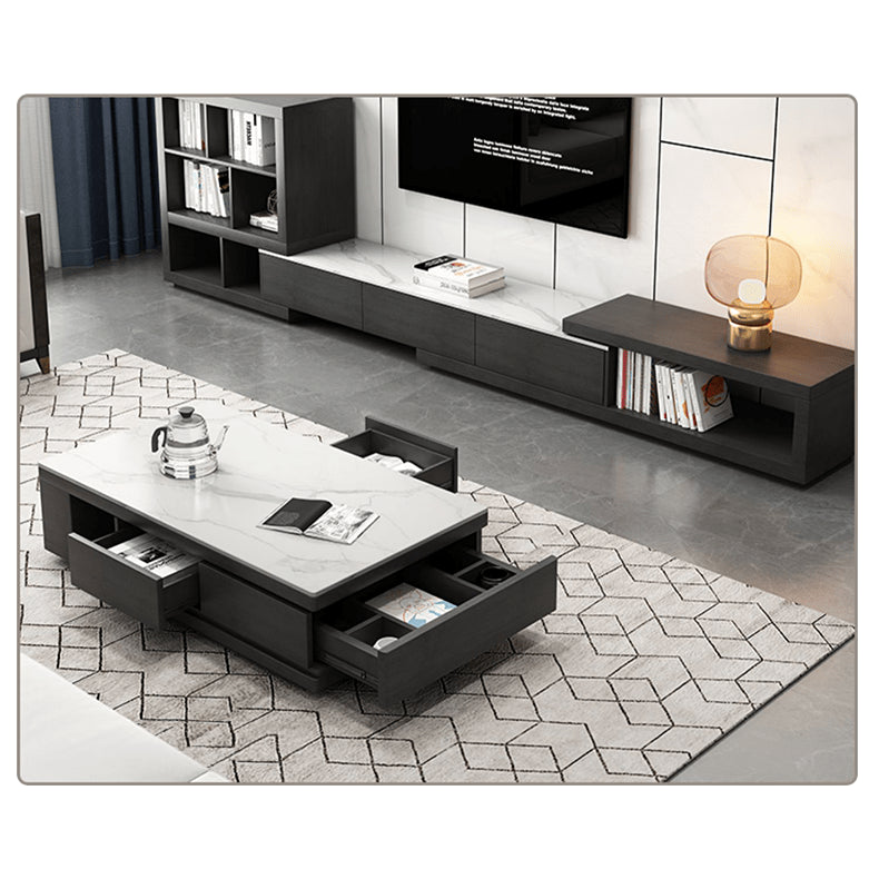 Modern Rectangular Sintered Stone Coffee Table with Storage - Modern Chic Design For LIvingroom hjl-1187