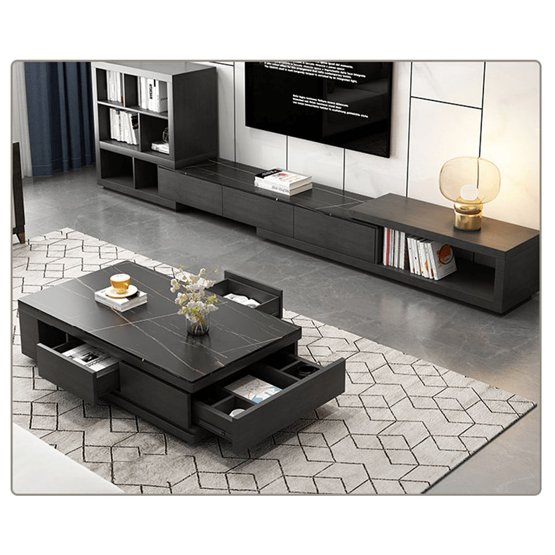 Modern Rectangular Sintered Stone Coffee Table with Storage - Modern Chic Design For LIvingroom hjl-1187