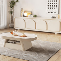 51‘’ Oval Coffee Table in Beige with Storage - Modern Design for LIvingroom hjl-1189