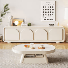 51‘’ Oval Coffee Table in Beige with Storage - Modern Design for LIvingroom hjl-1189