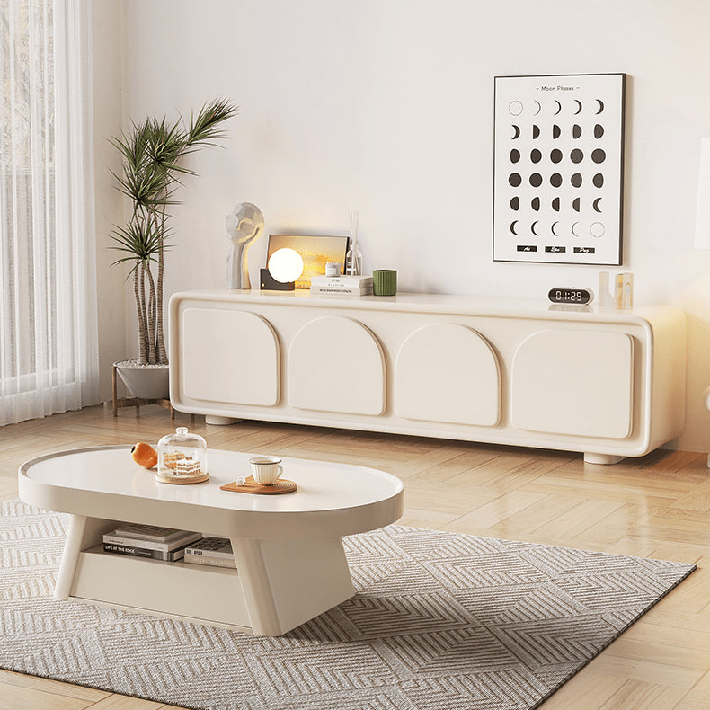 51‘’ Oval Coffee Table in Beige with Storage - Modern Design for LIvingroom hjl-1189