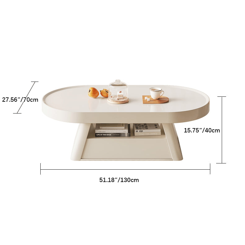 51‘’ Oval Coffee Table in Beige with Storage - Modern Design for LIvingroom hjl-1189