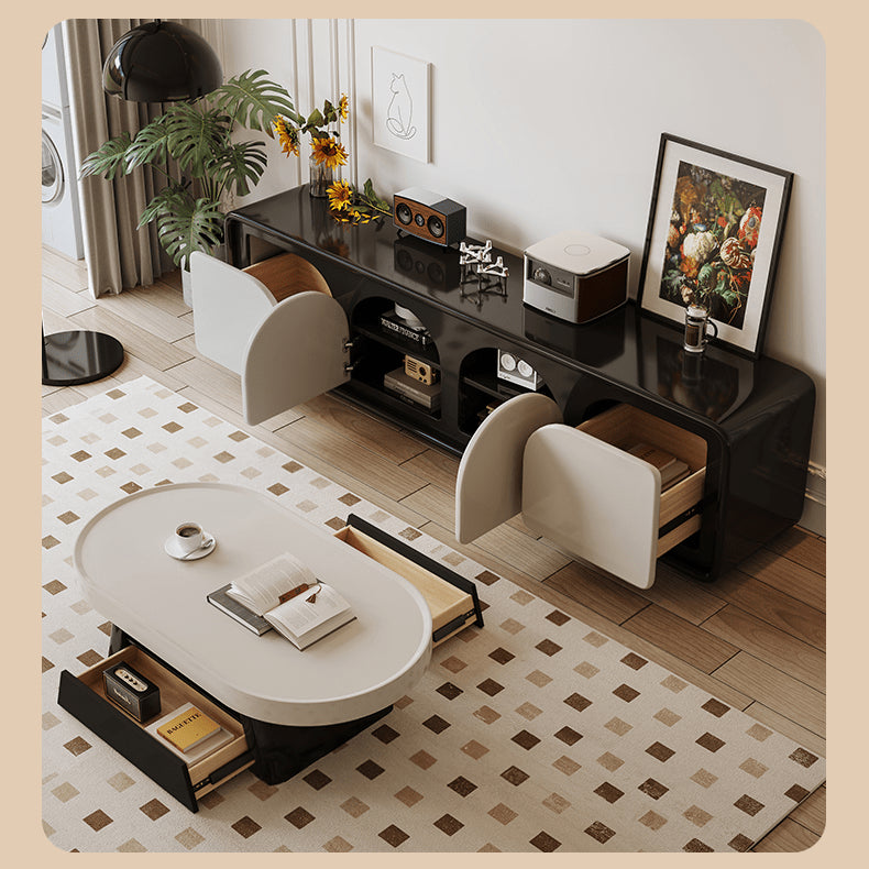 51'' Coffee Table Beige Rectangle with Balck Wood Leg - Modern Design for Any Living Space hjl-1191