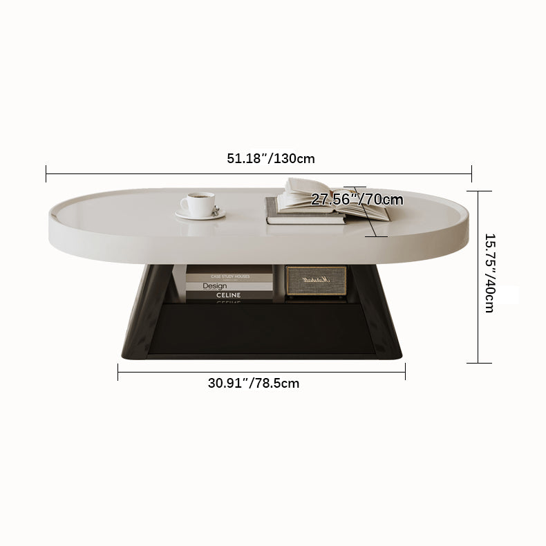 51'' Coffee Table Beige Rectangle with Balck Wood Leg - Modern Design for Any Living Space hjl-1191