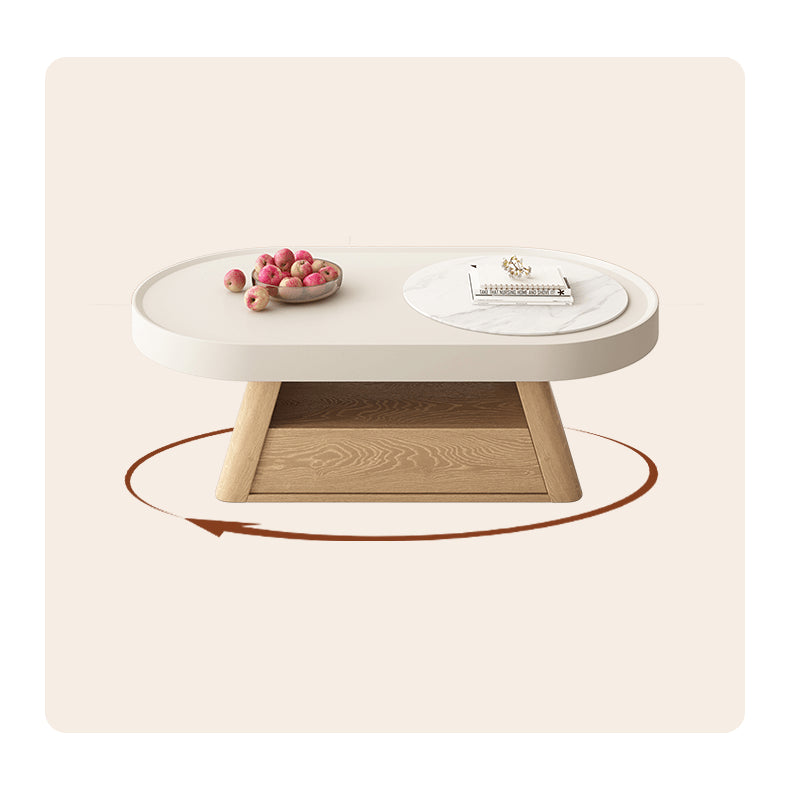 Stylish Oval Coffee Table in White with Storage - Modern Design for LIvingroom hjl-1193