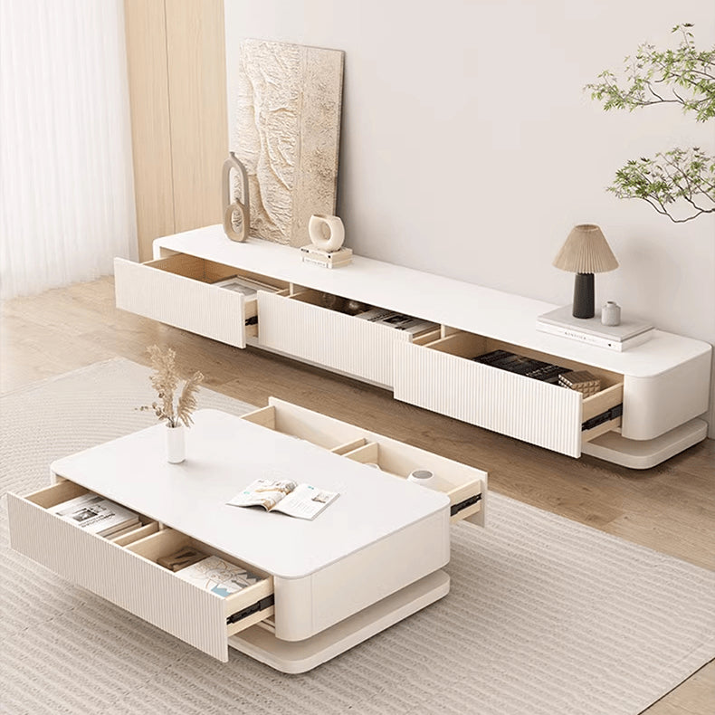 Sintered Stone Coffee Table in Rectangular Shape with Drawers Storage - Modern for Livingroom hjl-1195