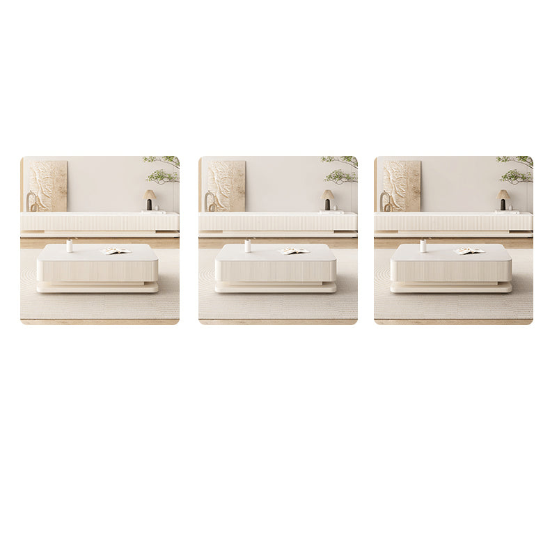 Modern White Beige Sintered Stone TV Cabinet - Stylish & Durable Design hjl-1196