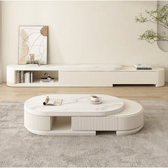 Stylish Sintered Stone Coffee Table in Oval Shape with Storage - Modern Design for Livingroom hjl-1197