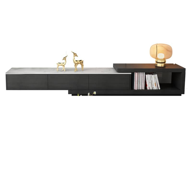 Stylish TV Cabinet - Gray, Black & White - Sintered Stone & Pine Wood Finish hjl-1202