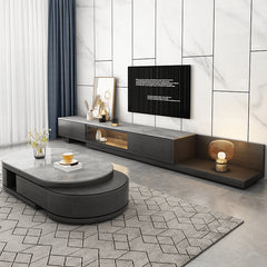 Stylish TV Cabinet - Gray, Black & White - Sintered Stone & Pine Wood Finish hjl-1202