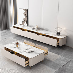 Modern Sintered Stone Coffee Table White Rectangle with Storage - Perfect for LIvingroom  hjl-1205