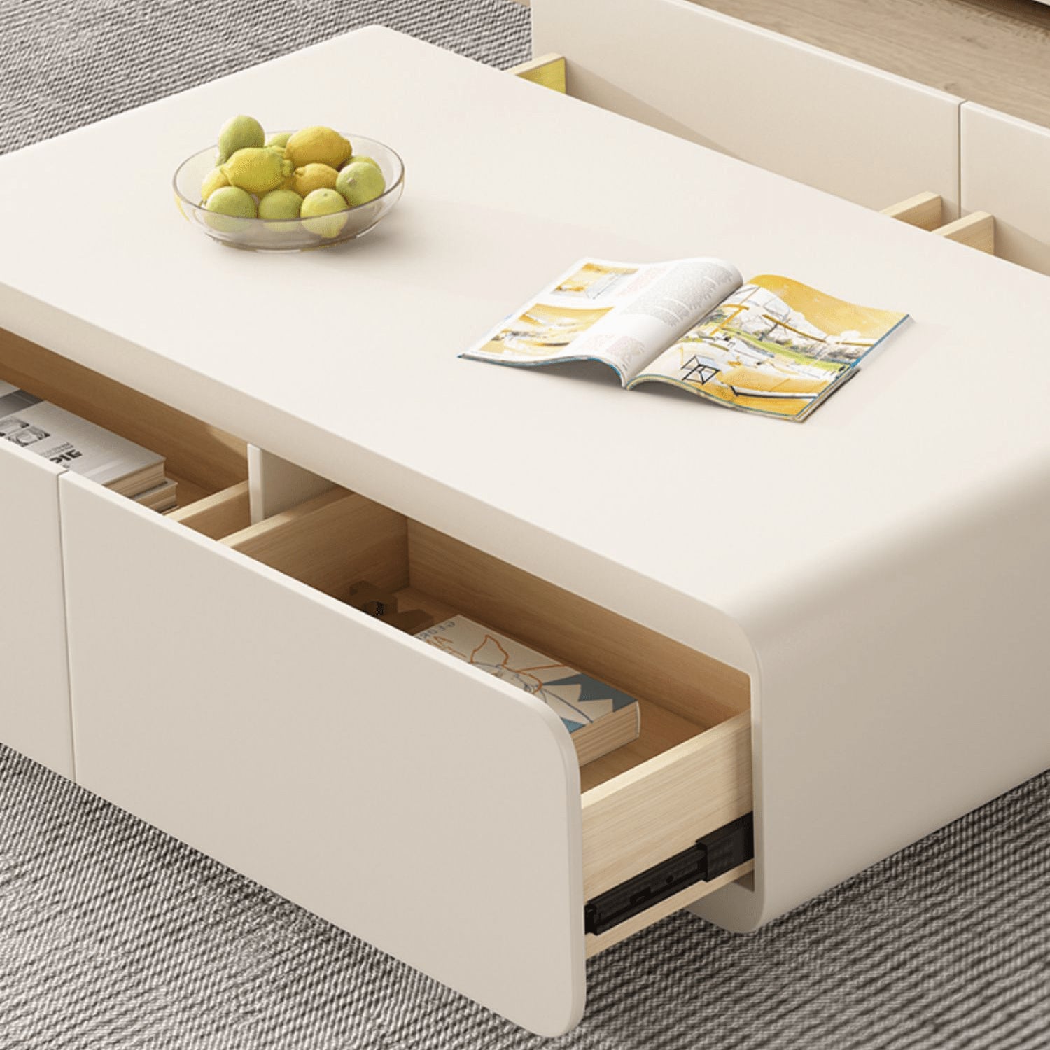 Chic Pine Wood Coffee Table  Beige style with storage - Modern Elegance for Your room hjl-1207