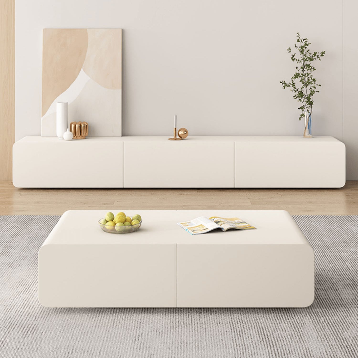 Chic Pine Wood Coffee Table  Beige style with storage - Modern Elegance for Your room hjl-1207