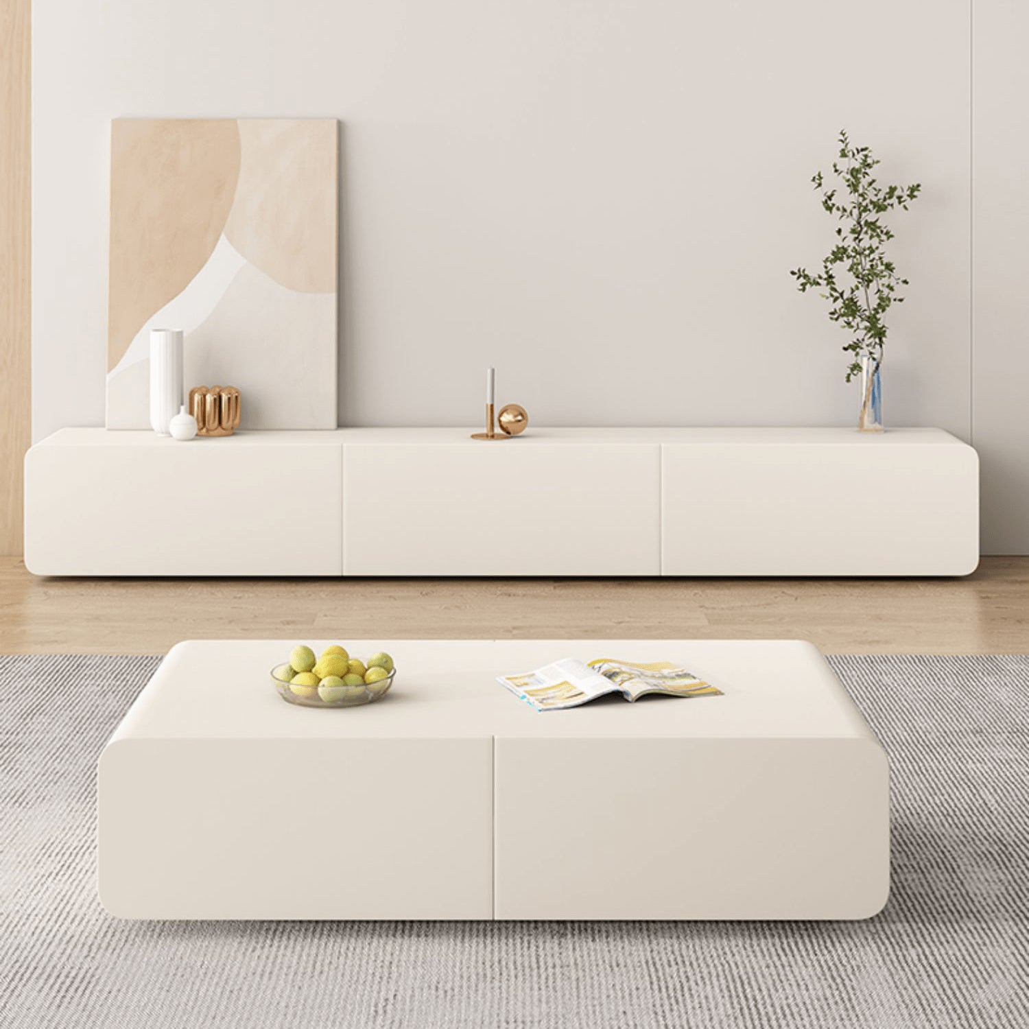 Chic Pine Wood Coffee Table  Beige style with storage - Modern Elegance for Your room hjl-1207