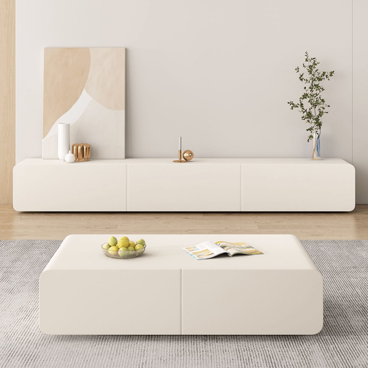 Chic Pine Wood Coffee Table  Beige style with storage - Modern Elegance for Your room hjl-1207