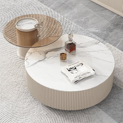 Modern Round Sintered Stone Coffee Table Set - Stylish with Storage for LIvingroom hjl-1209