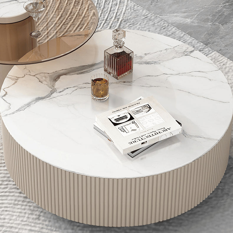 Modern Round Sintered Stone Coffee Table Set - Stylish with Storage for LIvingroom hjl-1209