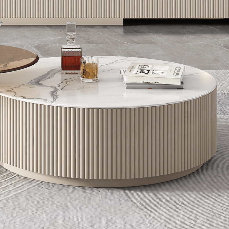 Modern Round Sintered Stone Coffee Table Set - Stylish with Storage for LIvingroom hjl-1209