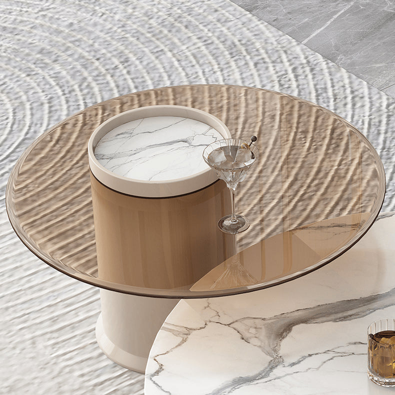 Modern Round Sintered Stone Coffee Table Set - Stylish with Storage for LIvingroom hjl-1209