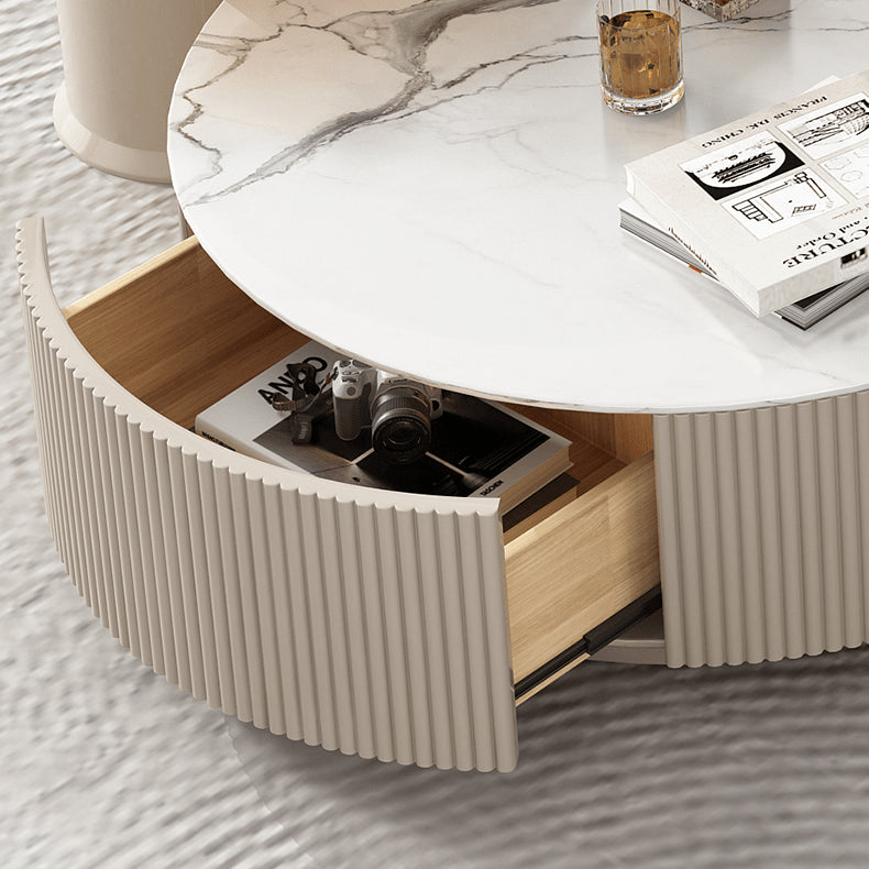 Modern Round Sintered Stone Coffee Table Set - Stylish with Storage for LIvingroom hjl-1209