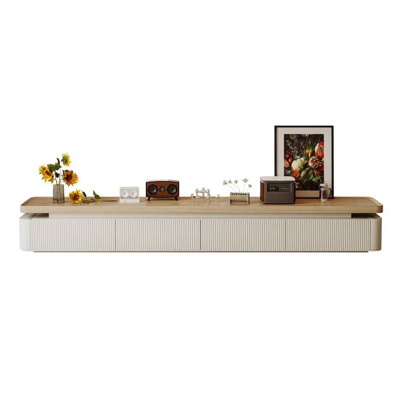 Sleek TV Cabinet in Natural White Pine Wood for Modern Living Rooms hjl-1221