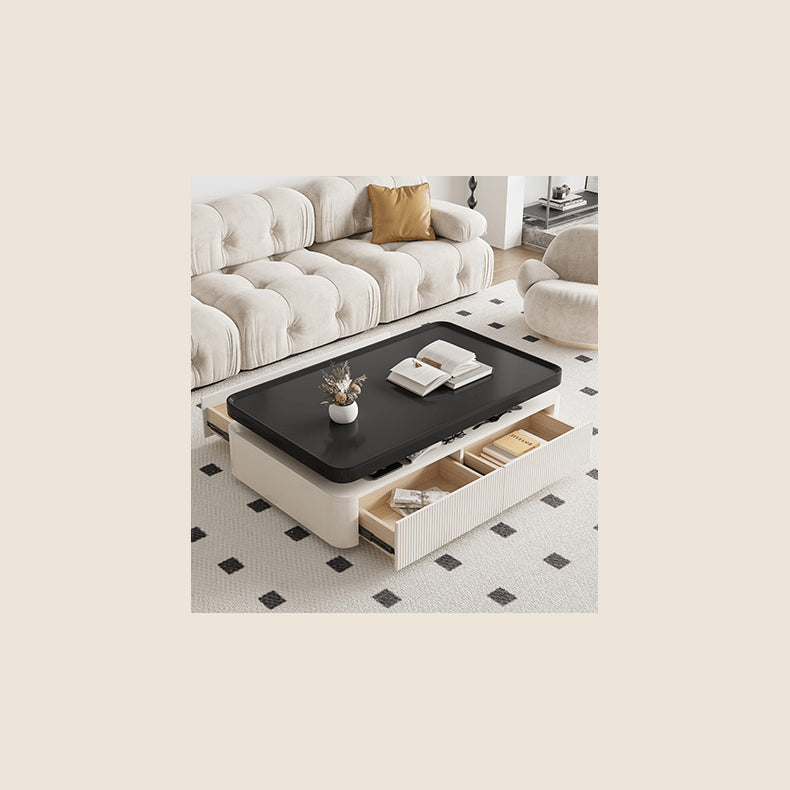 Stylish Rectangular Wooden Coffee Table in Black & White for Modern Living Spaces hjl-1222