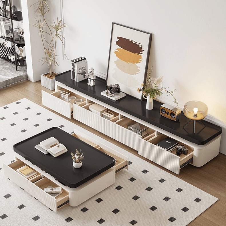 Stylish Rectangular Wooden Coffee Table in Black & White for Modern Living Spaces hjl-1222