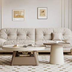 Elegant Round Beige and Brown Coffee Table set for Cozy Livingroom hjl-1228