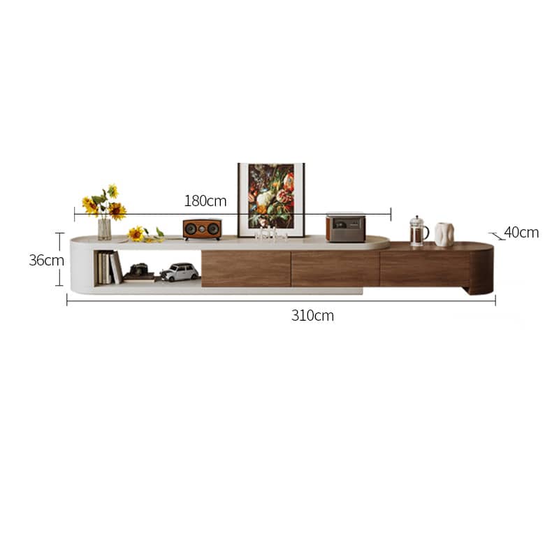 Solid Wood TV Cabinet in Elegant Beige Brown Finish hjl-1231