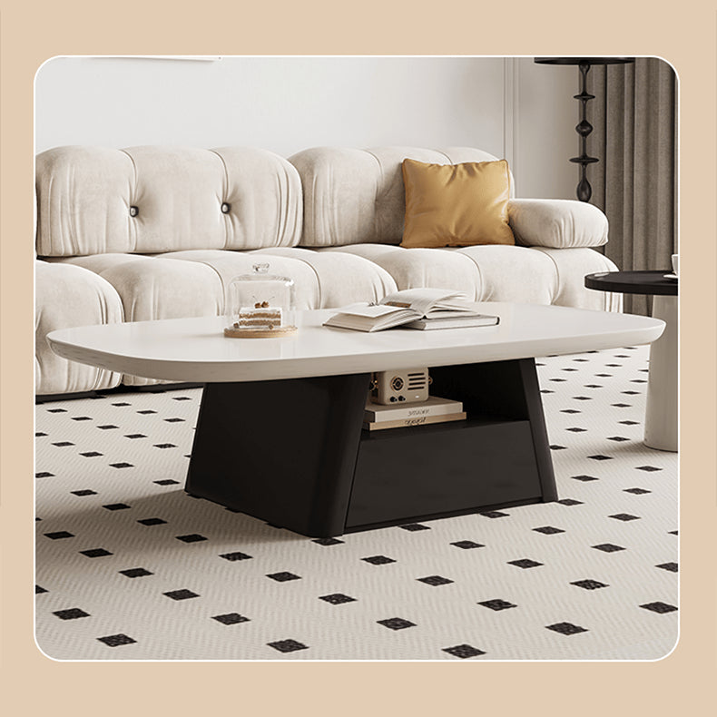 Modern Oval Pine Wood Coffee Table & Side Table with Storage - Stylish & Elegant Design for Your Living Room hjl-1232