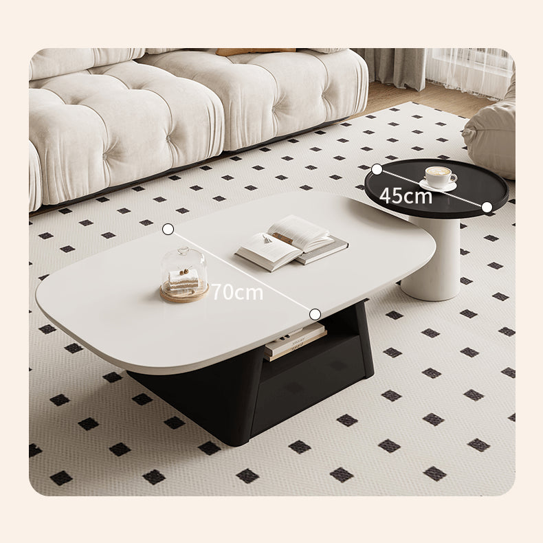 Modern Oval Pine Wood Coffee Table & Side Table with Storage - Stylish & Elegant Design for Your Living Room hjl-1232