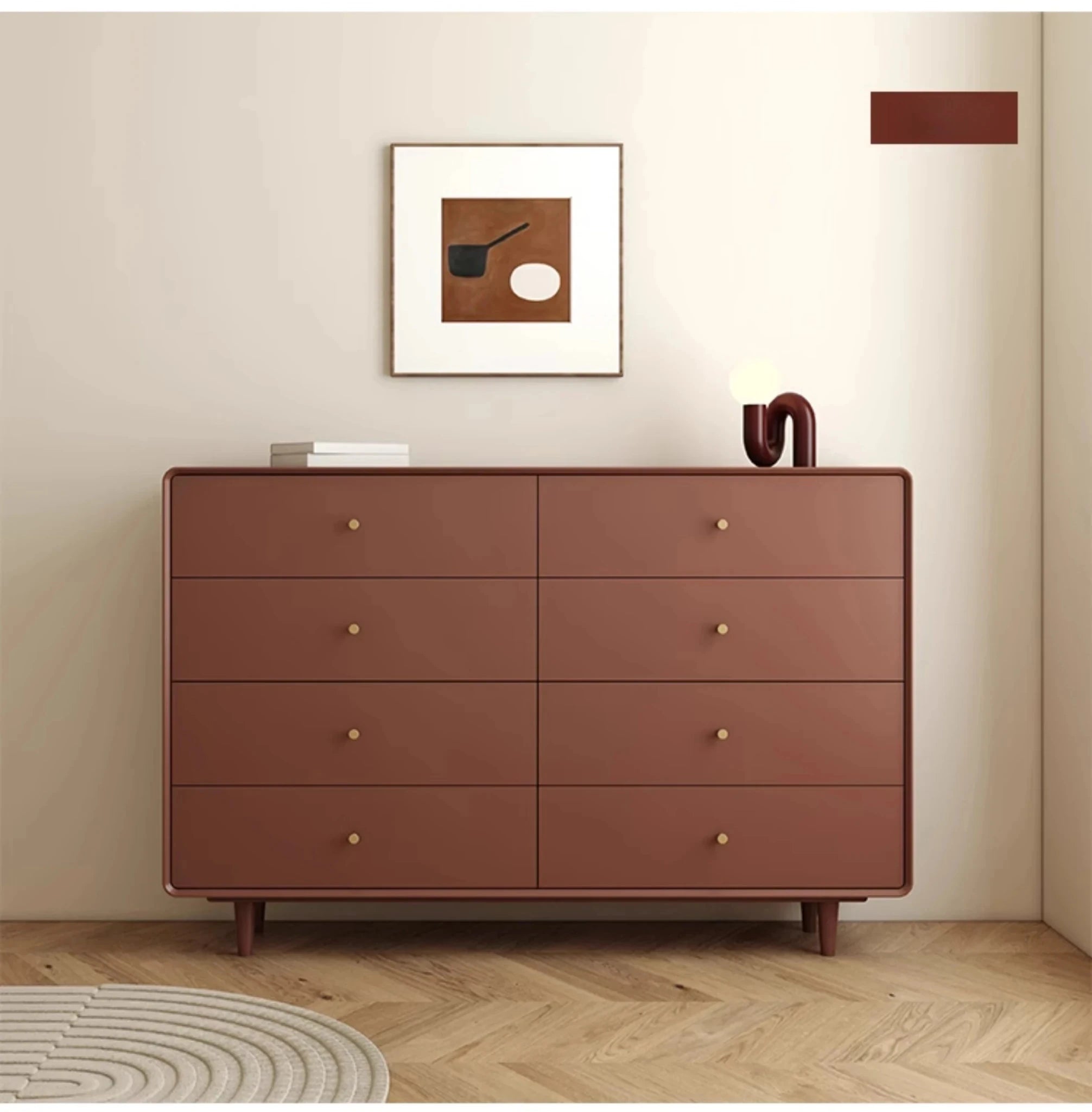 Modern Minimalist Bedroom Cabinet - Elegant Density Board Storage Chest with 8 Drawers for Stylish Organization hko-4608