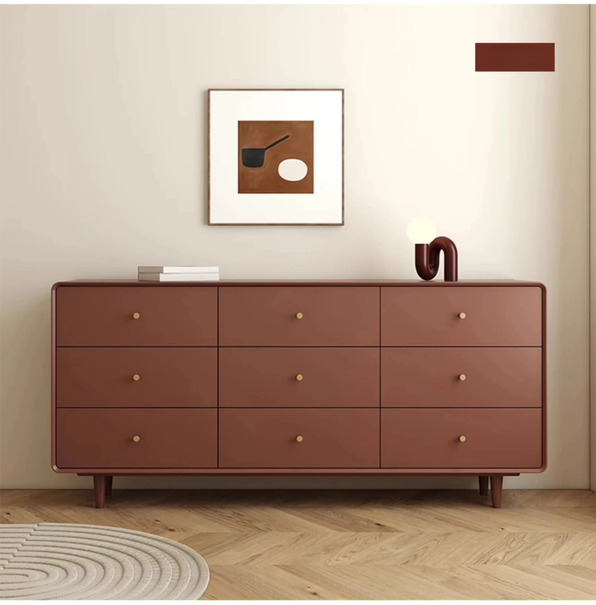 Modern Minimalist Bedroom Cabinet - Elegant Density Board Storage Chest with 8 Drawers for Stylish Organization hko-4608