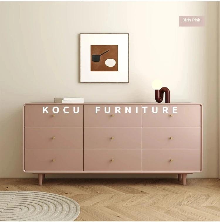 Modern Minimalist Bedroom Cabinet - Elegant Density Board Storage Chest with 8 Drawers for Stylish Organization hko-4608