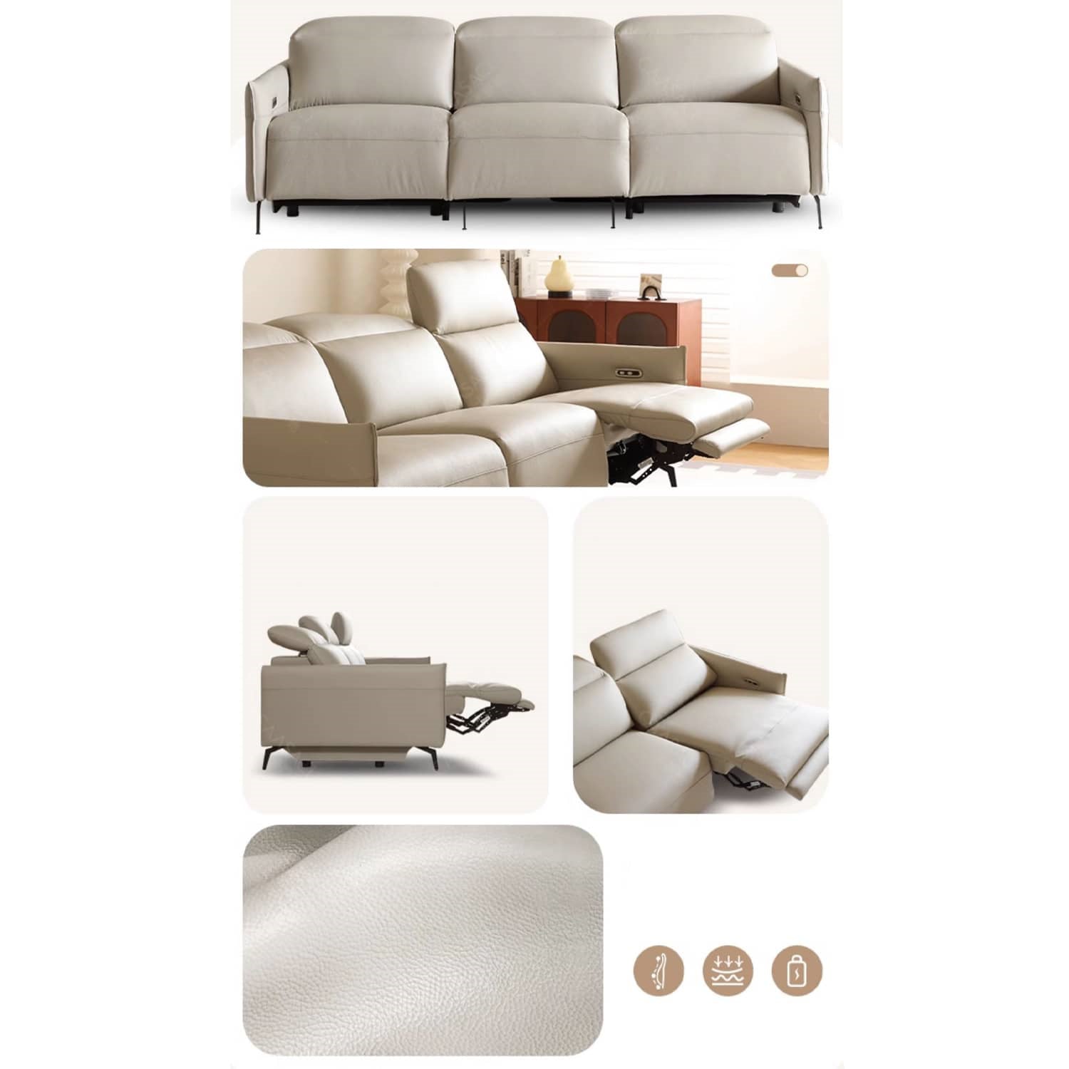 Stylish Gray Faux Leather Sofa with Pine Wood Frame – Modern Comfort & Elegance for Your Living Space hksc-984