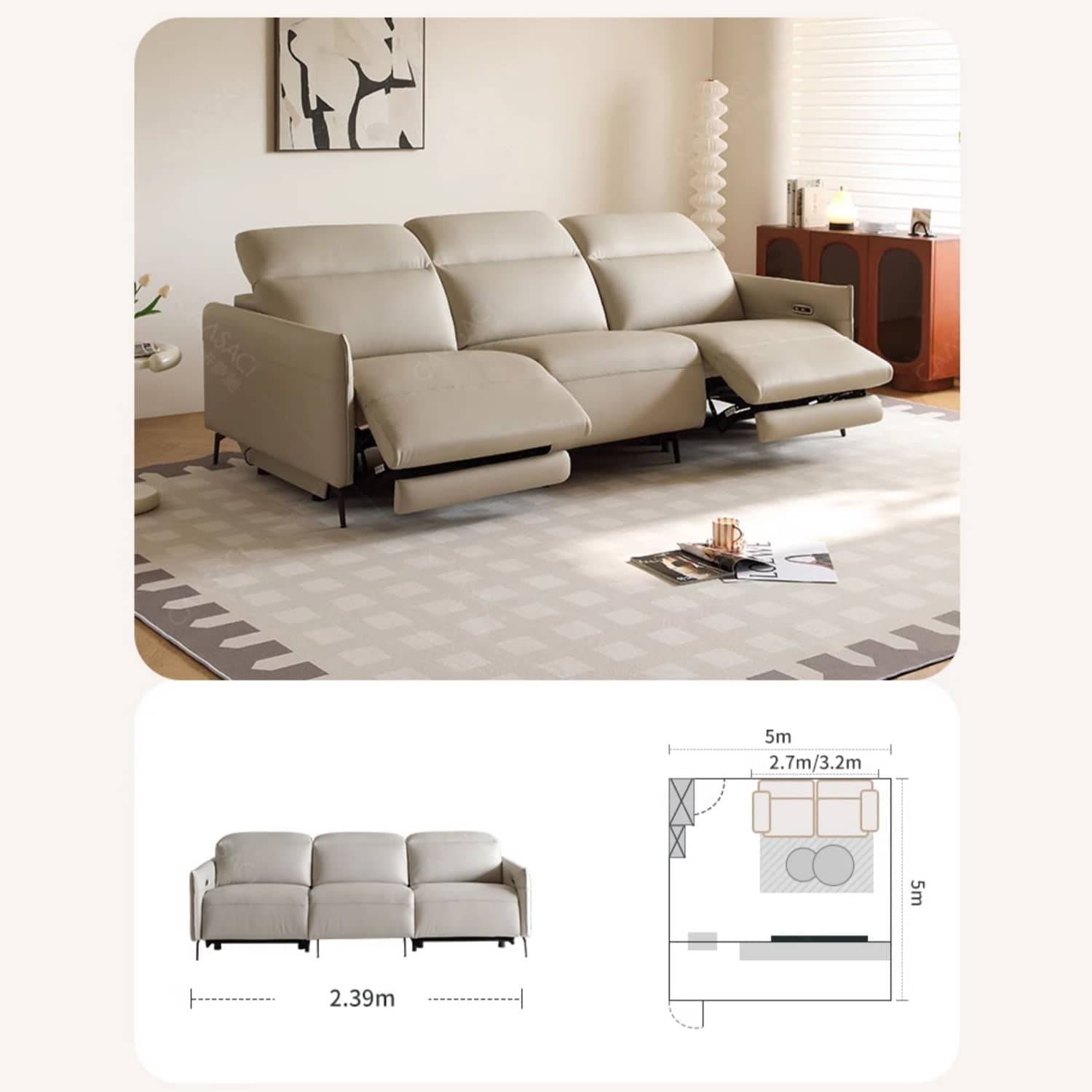 Stylish Gray Faux Leather Sofa with Pine Wood Frame – Modern Comfort & Elegance for Your Living Space hksc-984