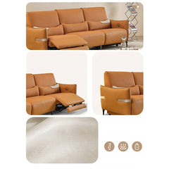 Elegant Orange and White Sofa with Pine Wood Frame and Faux Leather Down Cushions hksc-985