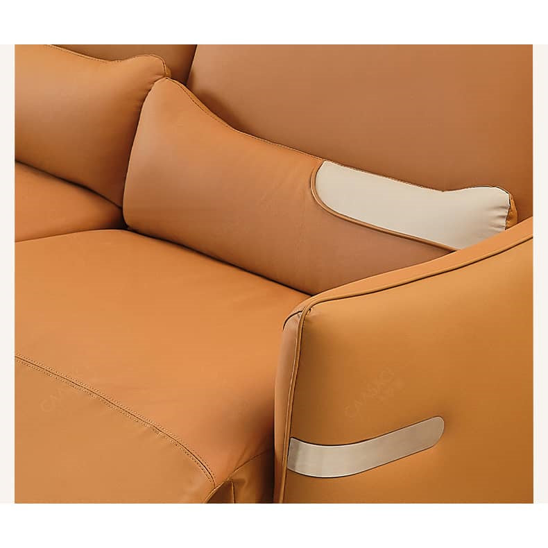 Elegant Orange and White Sofa with Pine Wood Frame and Faux Leather Down Cushions hksc-985