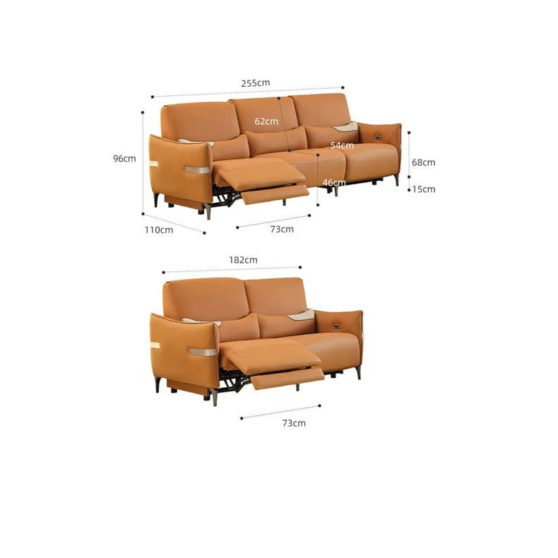 Elegant Orange and White Sofa with Pine Wood Frame and Faux Leather Down Cushions hksc-985