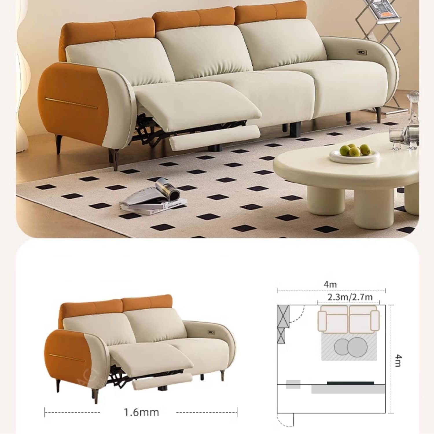 Luxurious Beige Faux Leather Sofa with Elegant Pine Wood Frame hksc-986