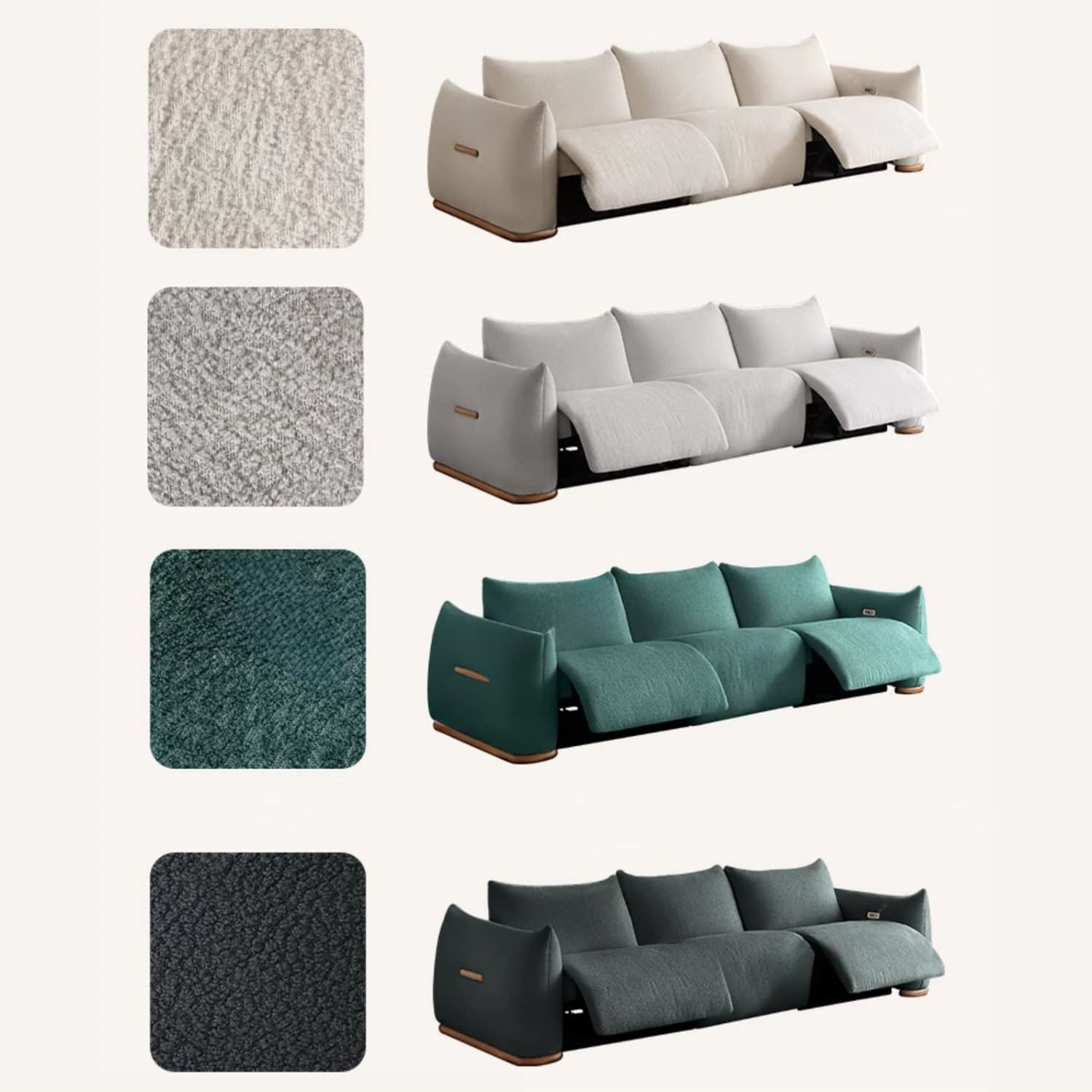 Modern Stylish Sofa - Beige, Gray & Green Cushions with Black Pine Wood Frame hksc-990