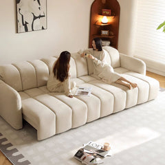 Elegant Beige Faux Leather Sofa with Premium Pine Wood Frame hksc-993