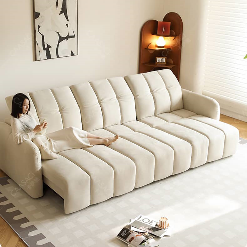 Elegant Beige Faux Leather Sofa with Premium Pine Wood Frame hksc-993