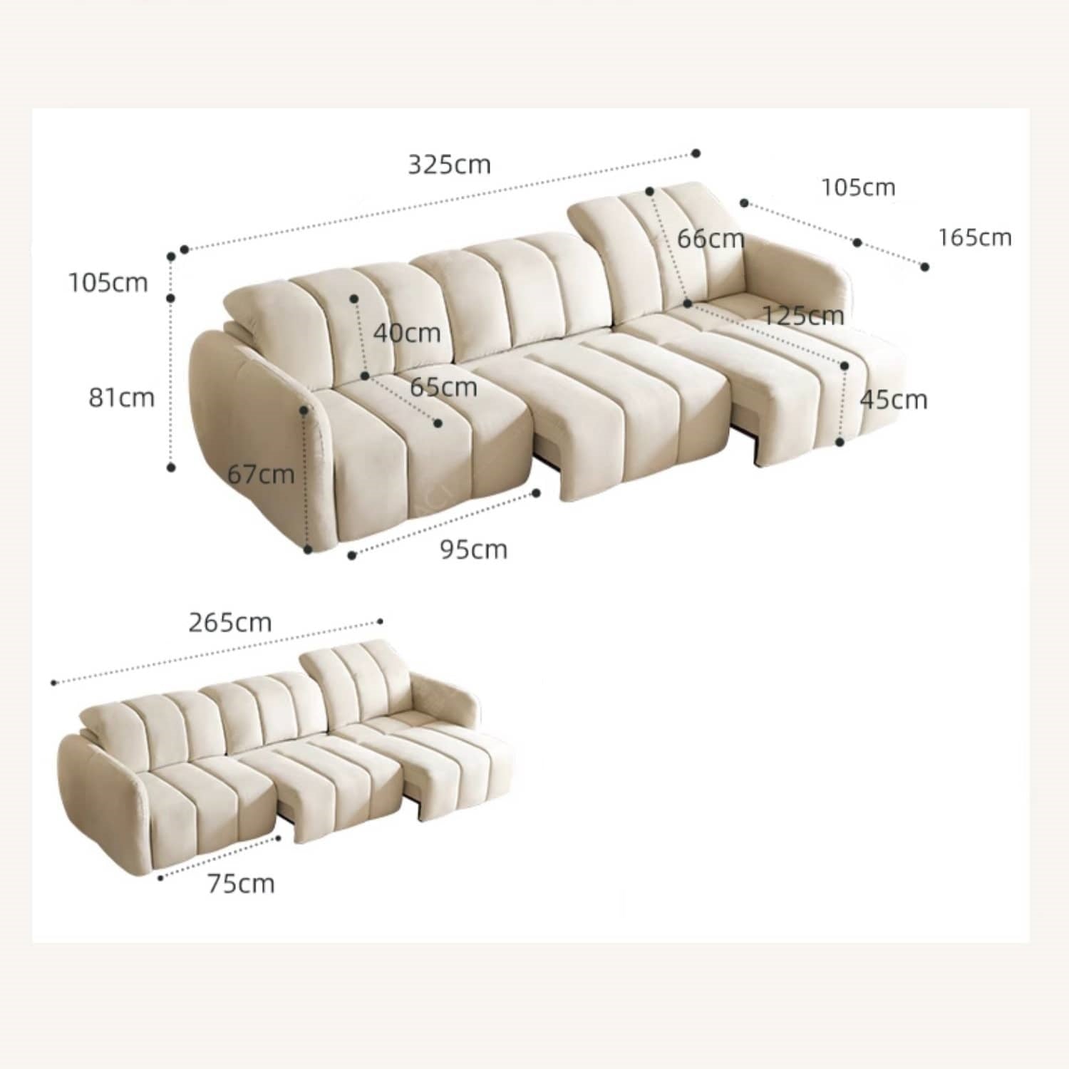 Elegant Beige Faux Leather Sofa with Premium Pine Wood Frame hksc-993